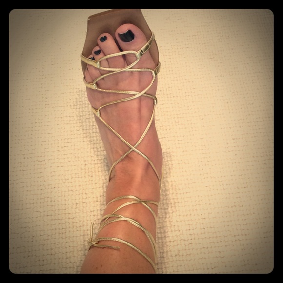 Kate Spade gorgeous gold lace up sandals!