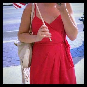 Red Crisscross Back Dress