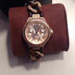 Michael Kors Camille embellished Tortoise watch