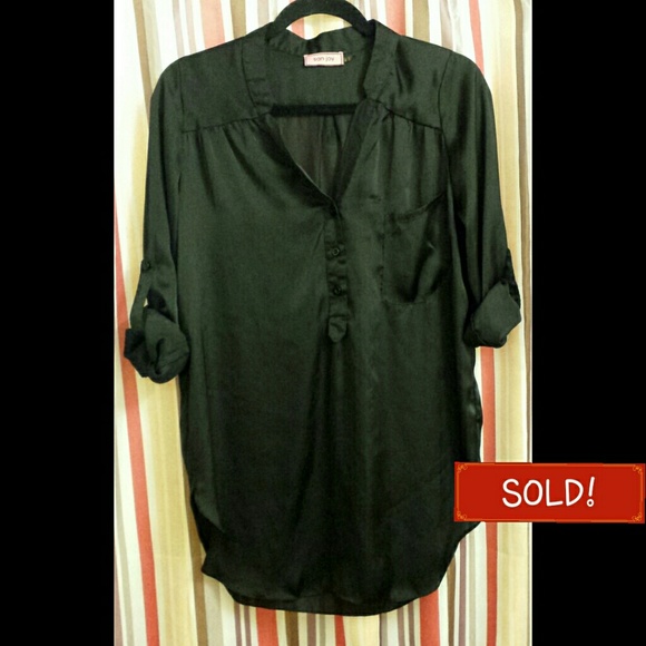 Black silky top, blouse, shirt