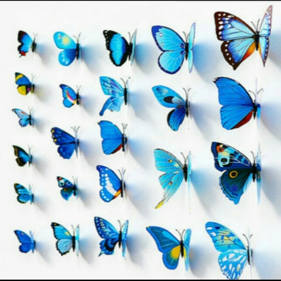 Blue 3D Butterfly Decals