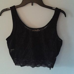 Black lace crop top
