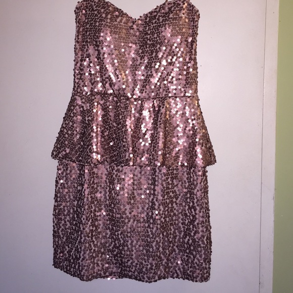 Strapless Sequin Peplum Dress