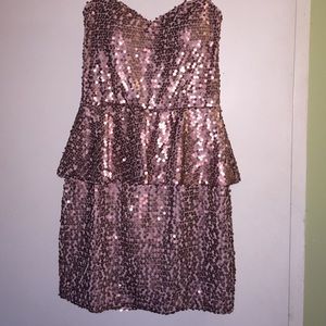 Strapless Sequin Peplum Dress