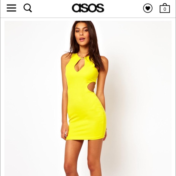 Asos yellow cutout dress