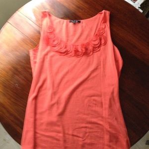 Nic&Zoe tangerine scalloped scoop neck tank