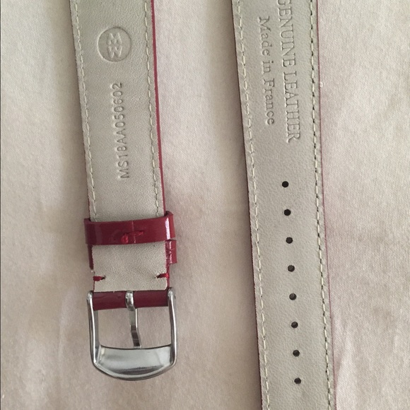 Beautiful red leather Michele Watch watchband