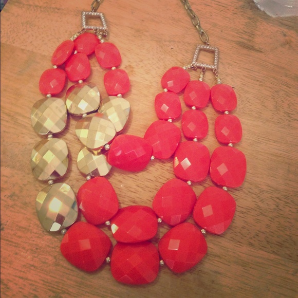 Coral and Gold summer necklace