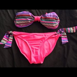 Strapless Pink Aztec Bikini