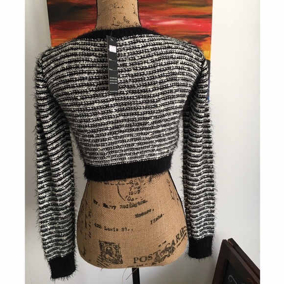 ❌FINAL PRICE❌ Cropped Striped Fuzzy Sweater - Picture 2 of 3