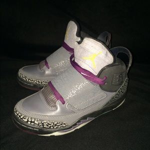 Dark grey Nike Air Jordan sneakers.