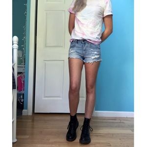 Cheeky Distressed Denim Shorts