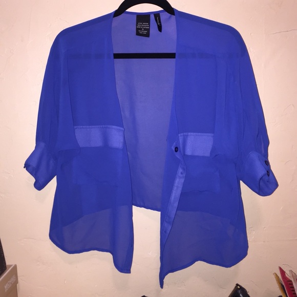 Sheer blue button up