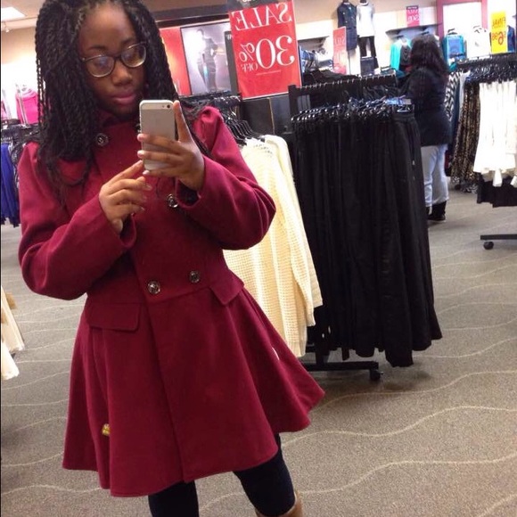 Burgundy Flare Pea Coat