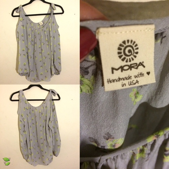 Mora Tops - MORA🌿Grey Floral🌿Cutout Shoulder Long Sleeve Top