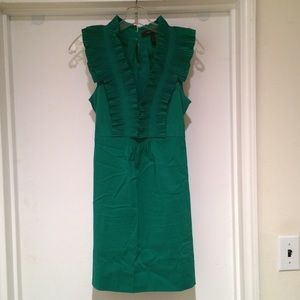 BCBG Ruffle neck halter dress. Green, size XS.
