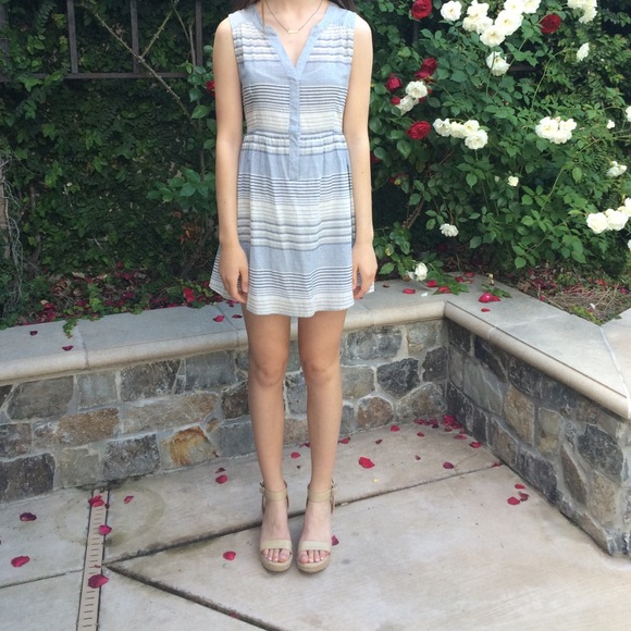 classic blue, white, & gray cotton dress