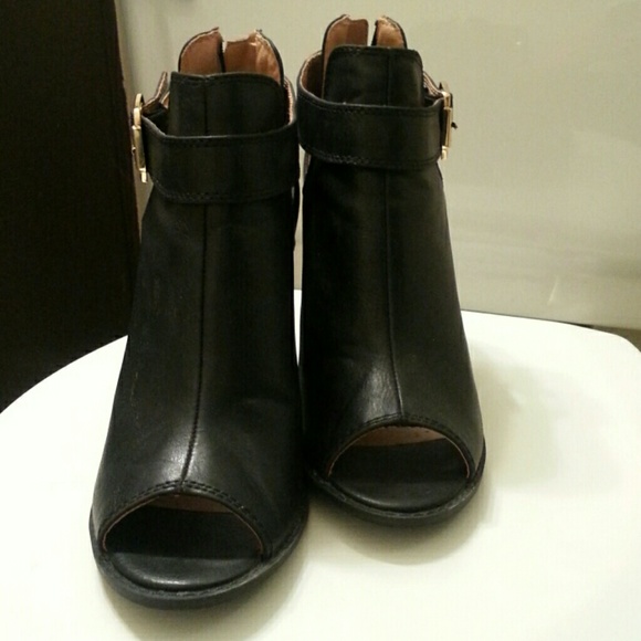 Black peep toe booties