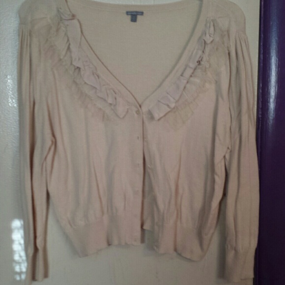 Short Tan Dressy Sweater/Cardigan. Size XL