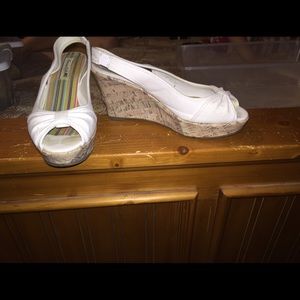 White wedge with peep toe