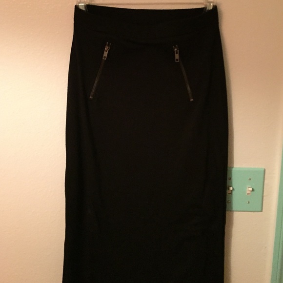Black maxi skirt with side slits