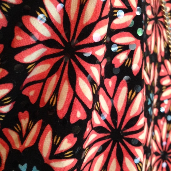 Ideology long sleeve coral/teal floral pattern top - Picture 3 of 4