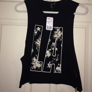LA floral muscle tee