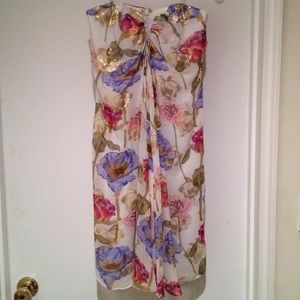 Nicole Miller strapless floral metallic dress, 0