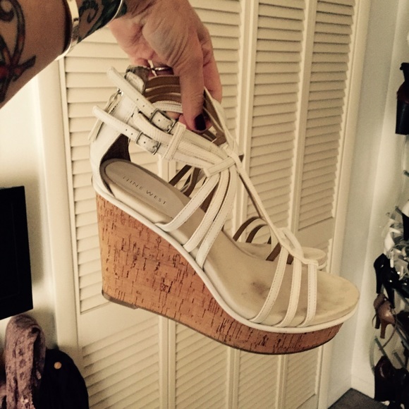 Nine West stacked strappy caged sandals