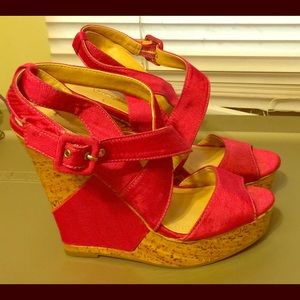 Hot pink BCBG wedges