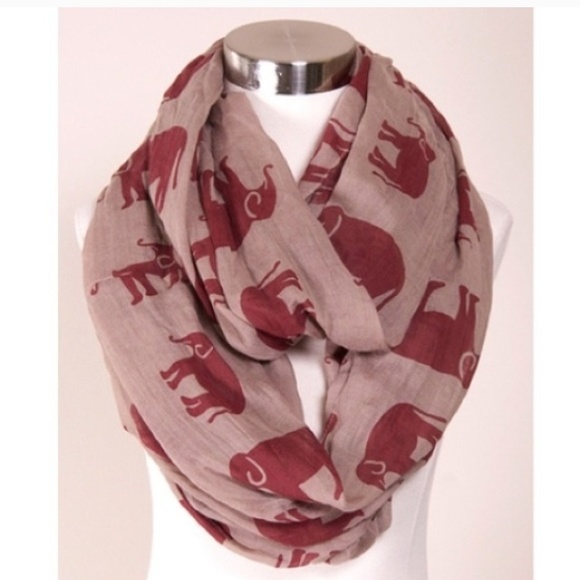 Accessories - Burgundy Elephant Infinity Twist Wrap Boho Scarf