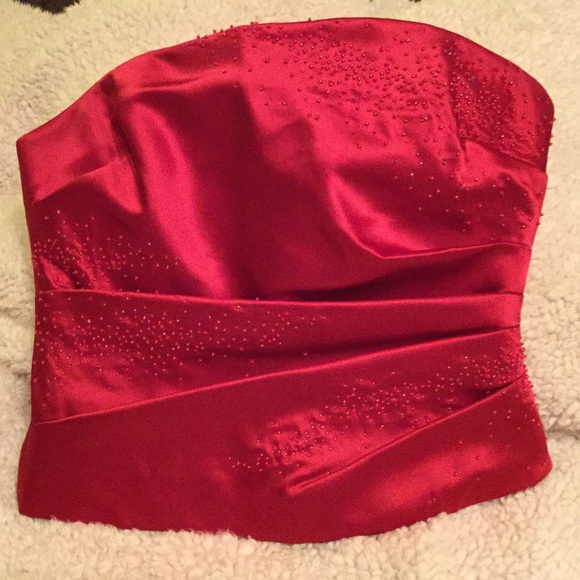 Kay Unger Strapless Red Beaded Top Size 4 - Picture 1 of 4