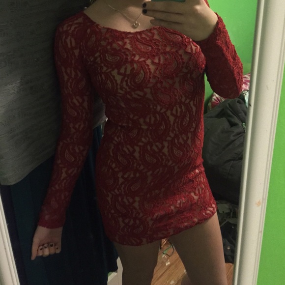 Red lace dress