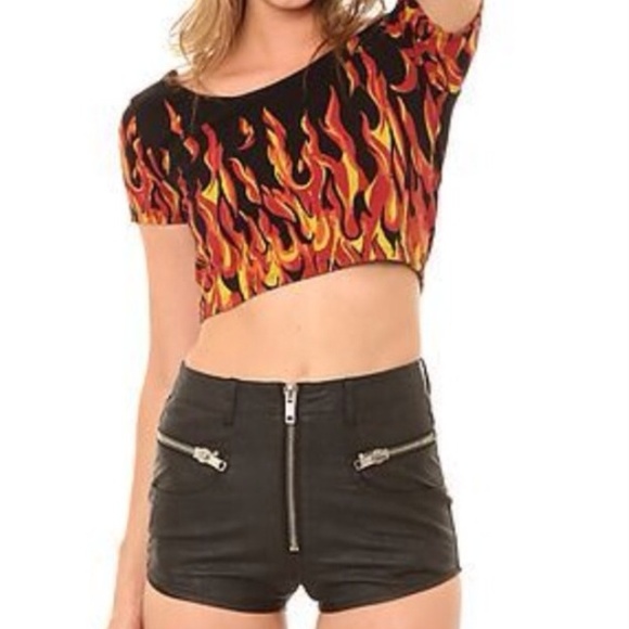 UNIF💀 Axl Vegan Leather Zip Front Shorts