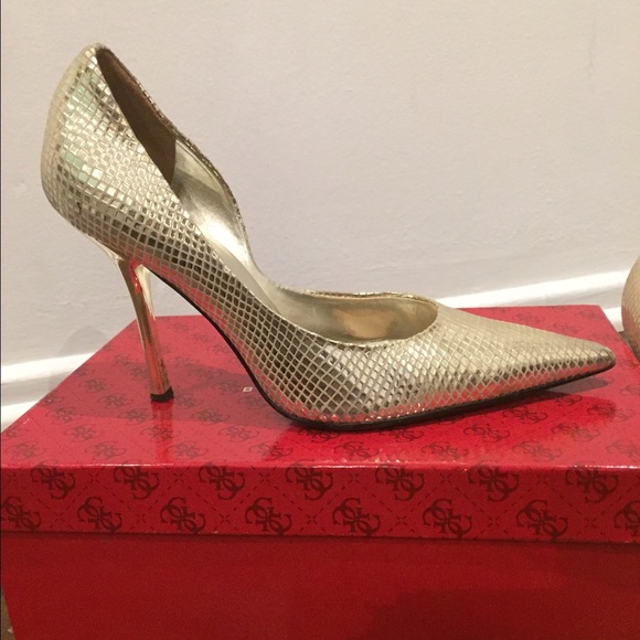 Gold Guess stilettos size 8.5