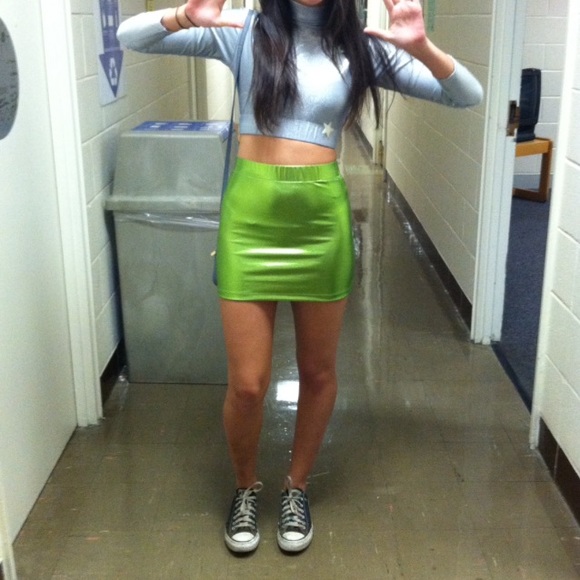 Motel Rocks Dresses & Skirts - Motel Rocks Metallic Green Mini Skirt.