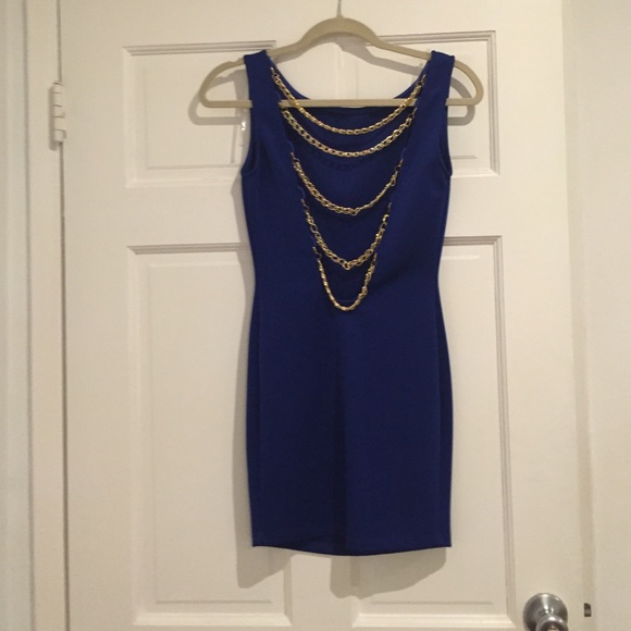 Blue, chain back dress