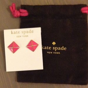 Kate Spade hot pink & gold stud earrings