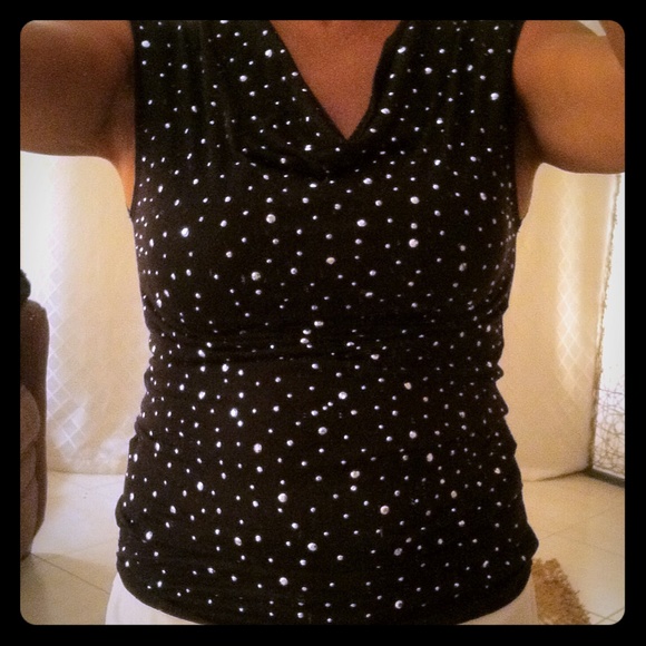 Black cowl neck cute top with silver studs