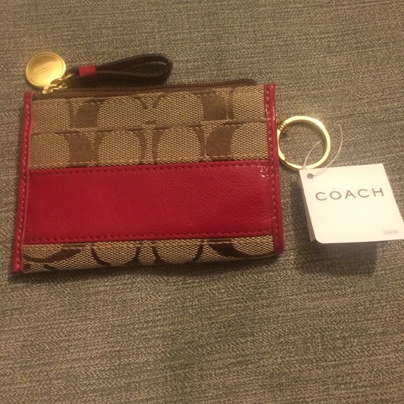 Coach Signature Stripe Mini Skinny Coin purse