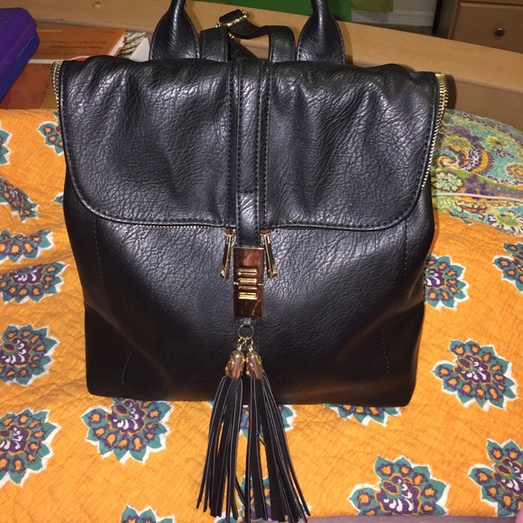 Black leather backpack