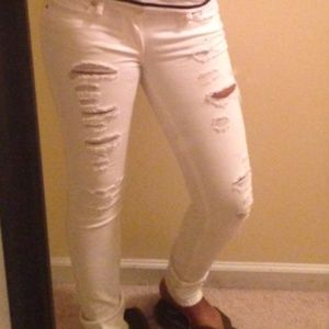 White ripped jeans