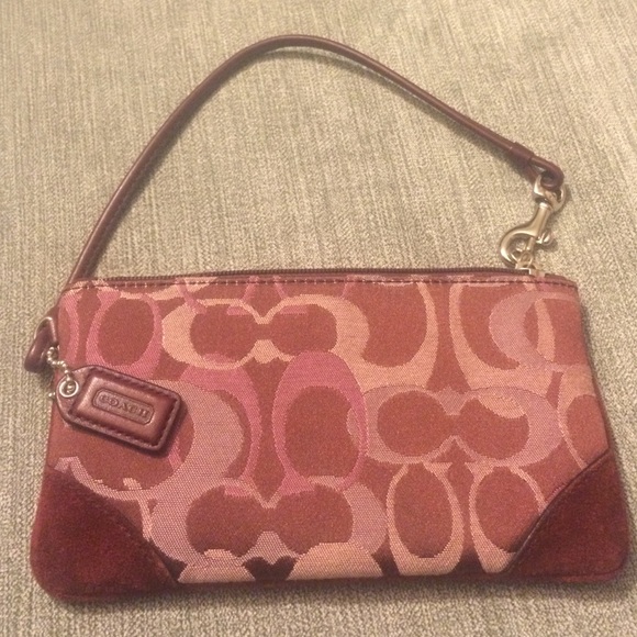 Coach wristlet - burgundy/pink