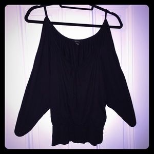 Black Guess Cold Shoulder Top