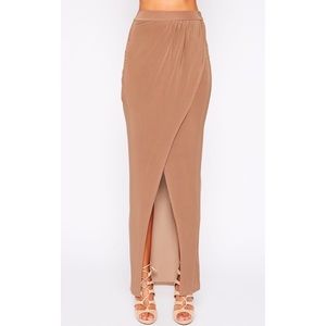 Nude Maxi Wrap Skirt