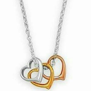 TRI-TONE HEART STERLING SILVER NECKLACE