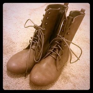 Taupe Brown Combat Boots