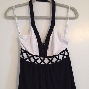NWT 2b bebe color block lace up halter