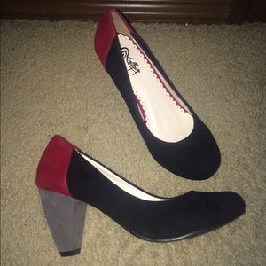 Black red and grey heels