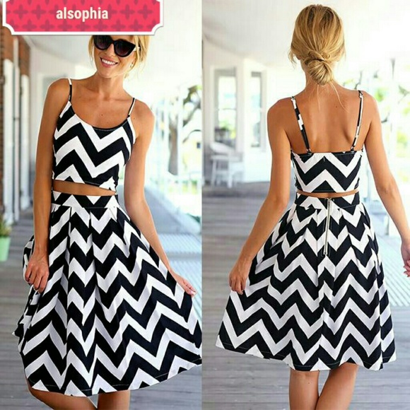 Dresses & Skirts - ONE HOUR SALE!! Black & White Chevron Two Piece